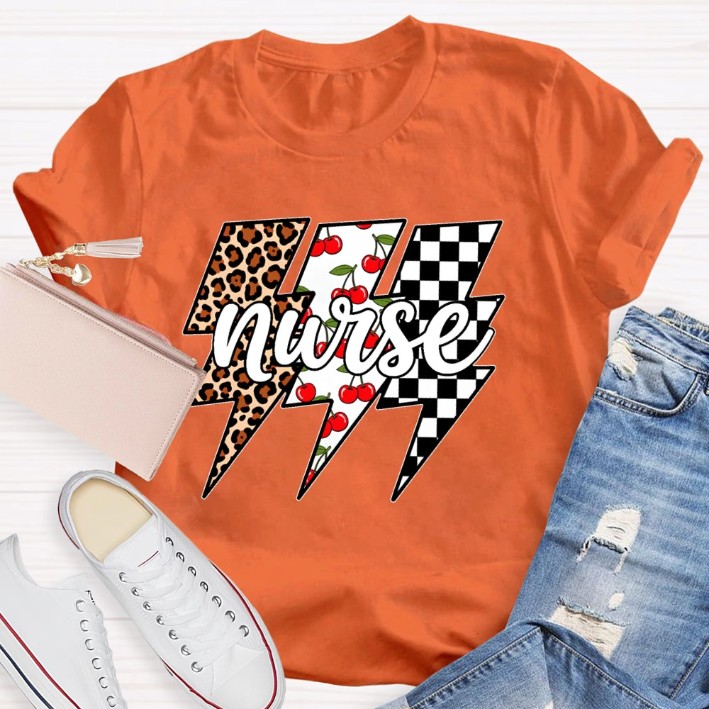 Nurse Lightning Leopard Print T-shirt