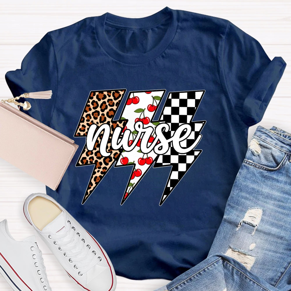 Nurse Lightning Leopard Print T-shirt