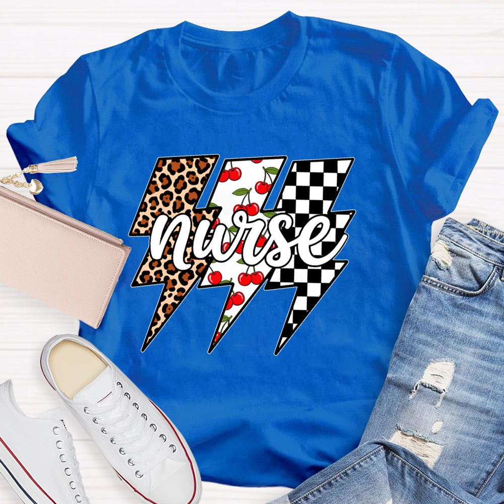 Nurse Lightning Leopard Print T-shirt