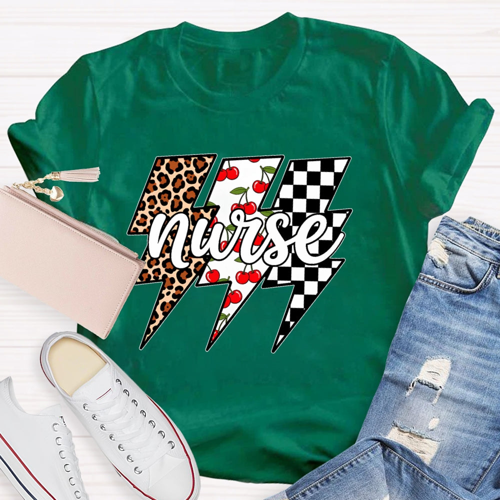 Nurse Lightning Leopard Print T-shirt