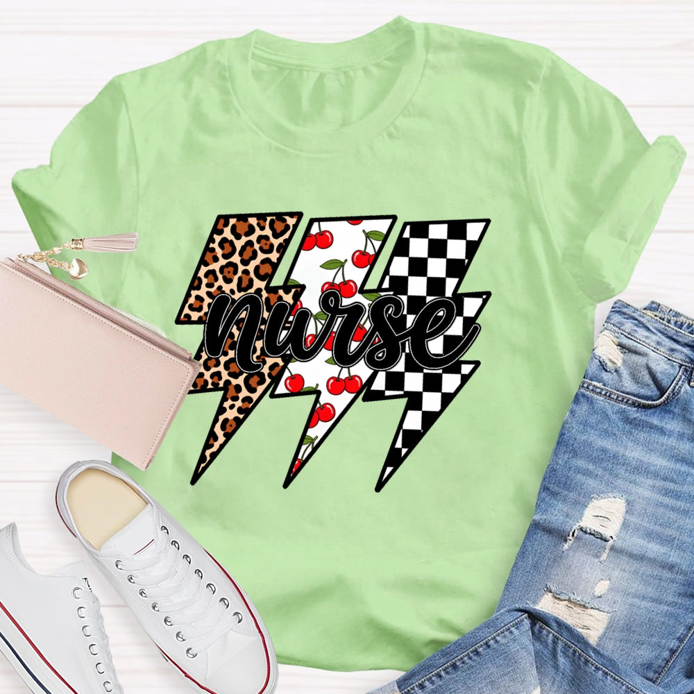 Nurse Lightning Leopard Print T-shirt