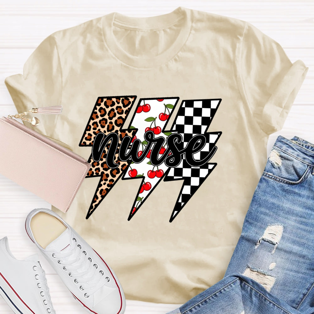 Nurse Lightning Leopard Print T-shirt