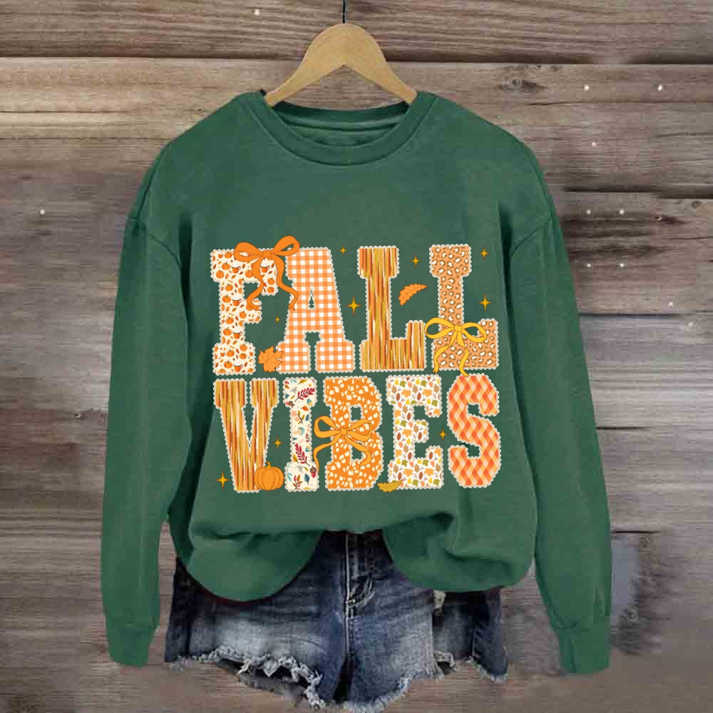 Fall Vibes Yellow Bow Font And Maple Leaves sweatshirt