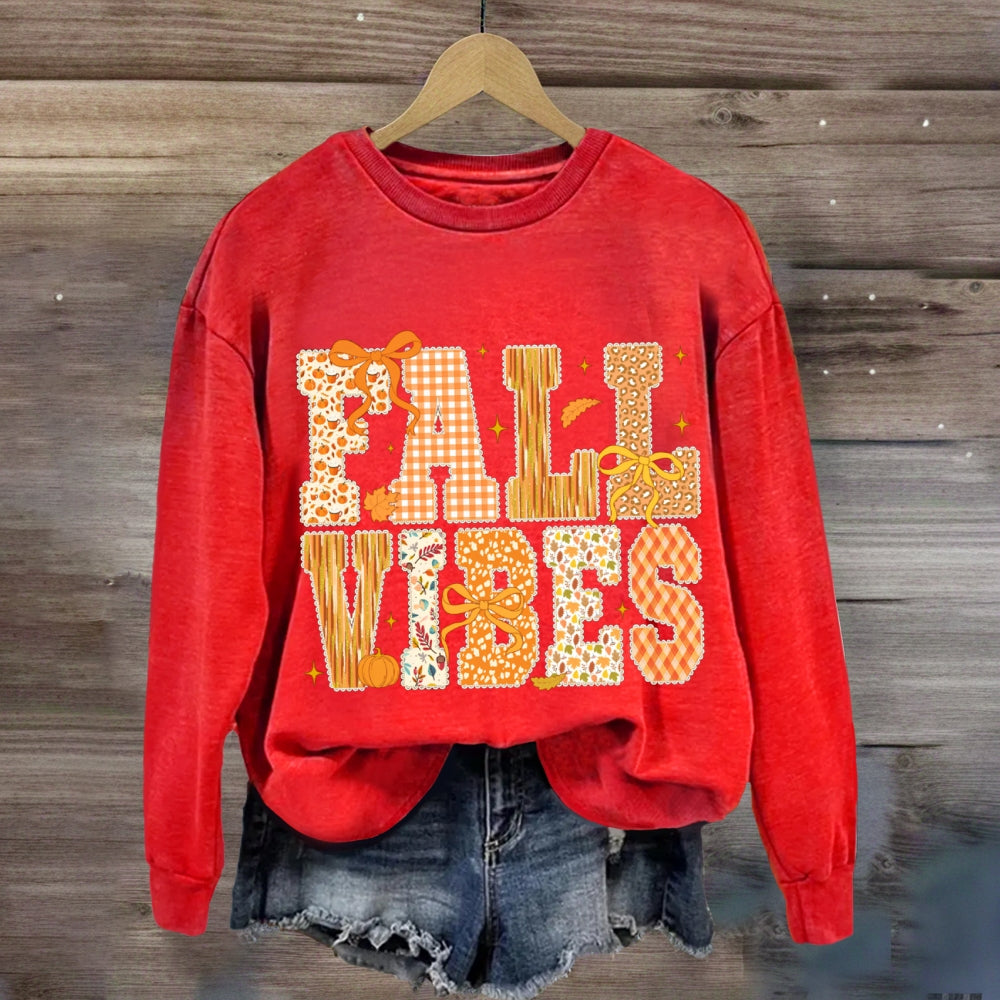 Fall Vibes Yellow Bow Font And Maple Leaves sweatshirt