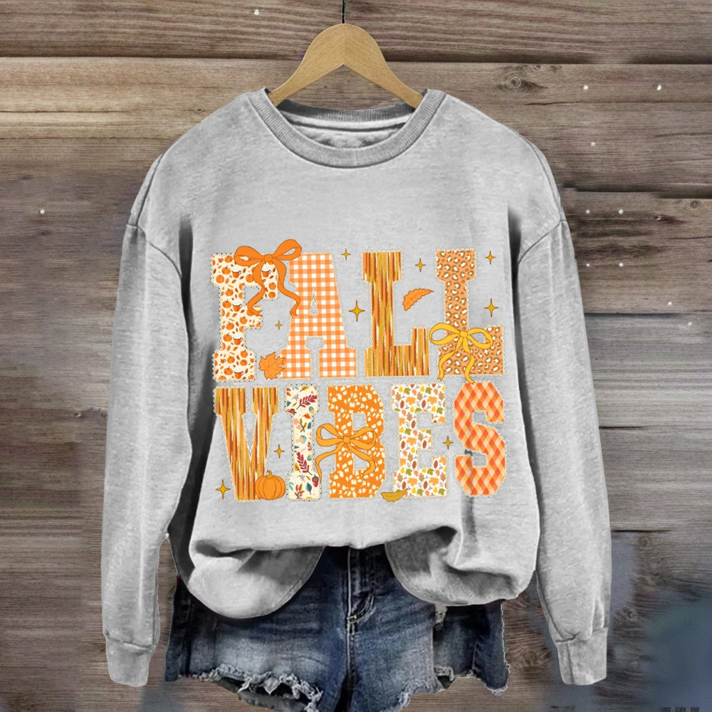 Fall Vibes Yellow Bow Font And Maple Leaves sweatshirt