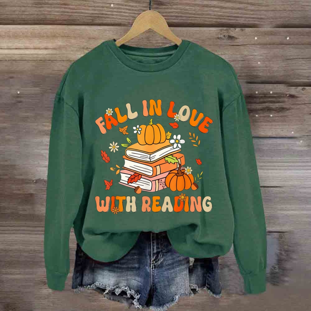 Fall In Love With Reading Pumpkin Books sweatshirt