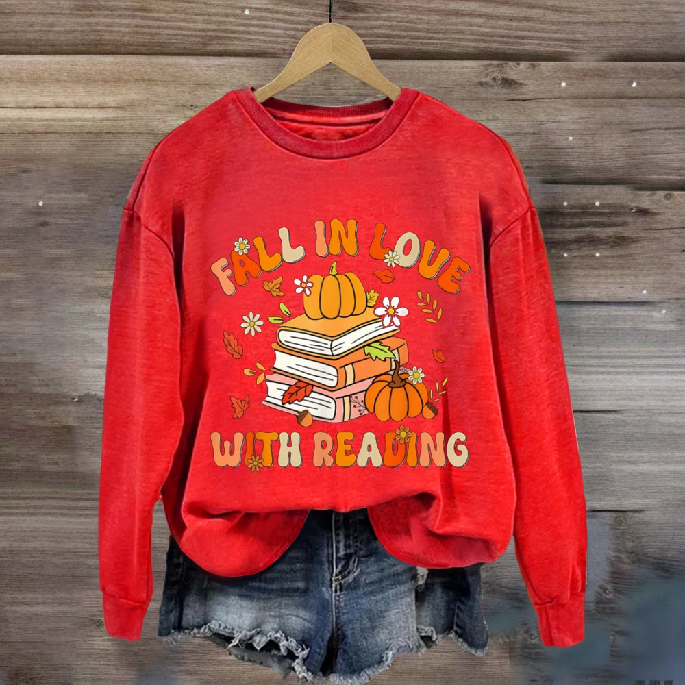 Fall In Love With Reading Pumpkin Books sweatshirt