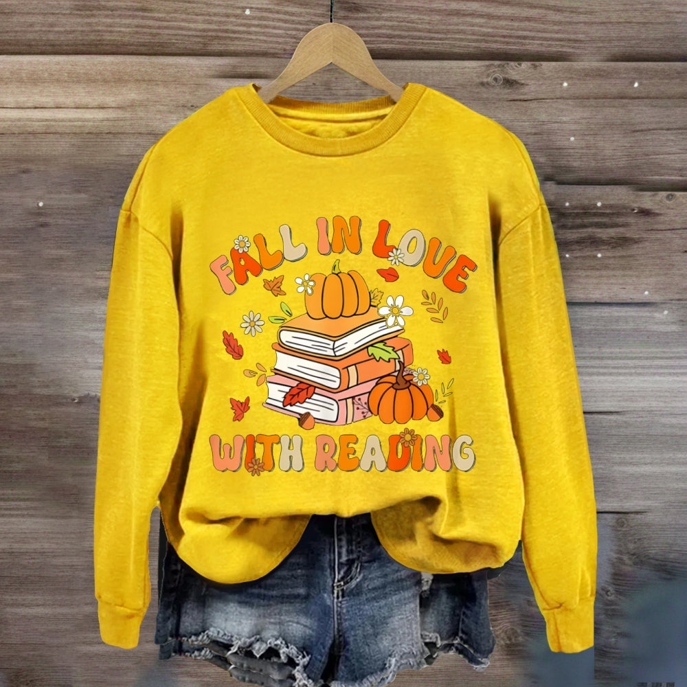 Fall In Love With Reading Pumpkin Books sweatshirt