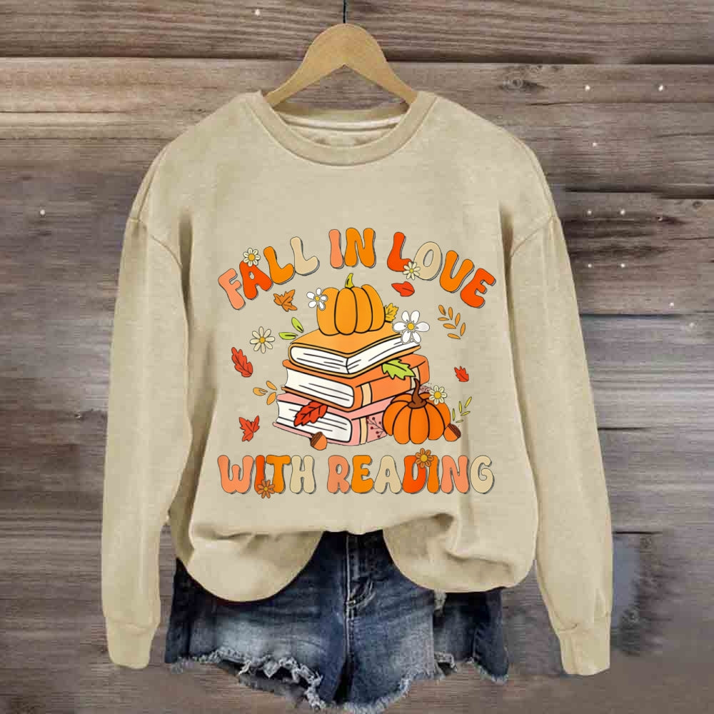 Fall In Love With Reading Pumpkin Books sweatshirt