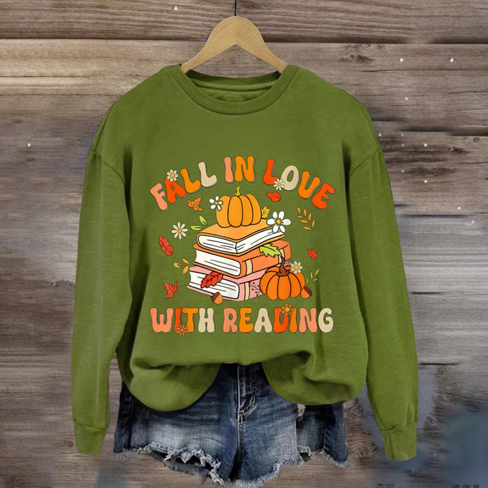 Fall In Love With Reading Pumpkin Books sweatshirt