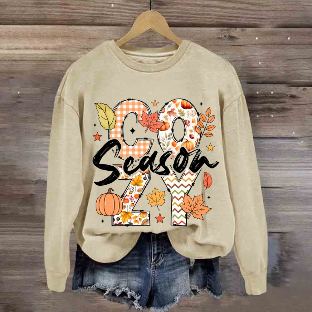 Cozy Season Pumpkins And Maple Leaves sweatshirt