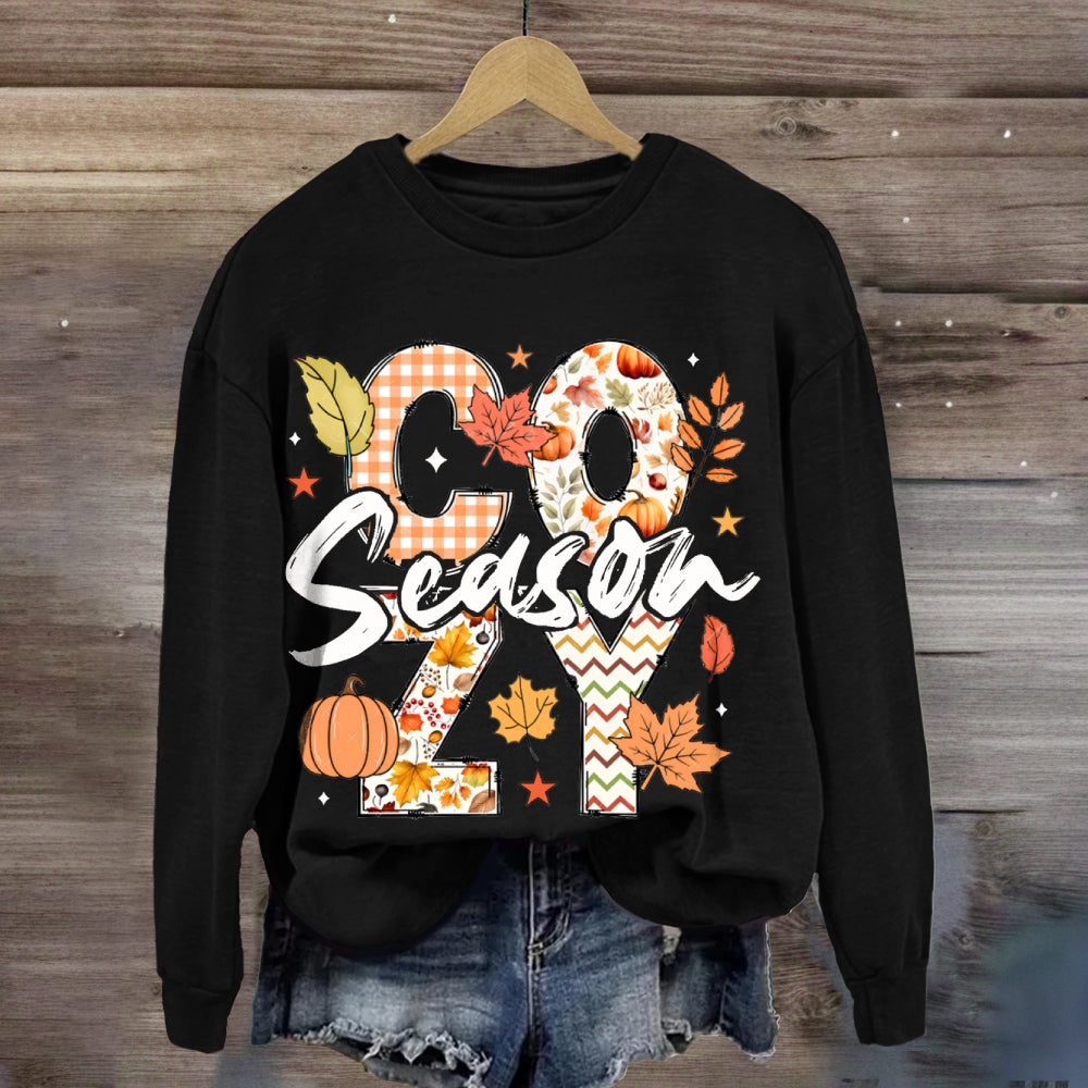 Cozy Season Pumpkins And Maple Leaves sweatshirt