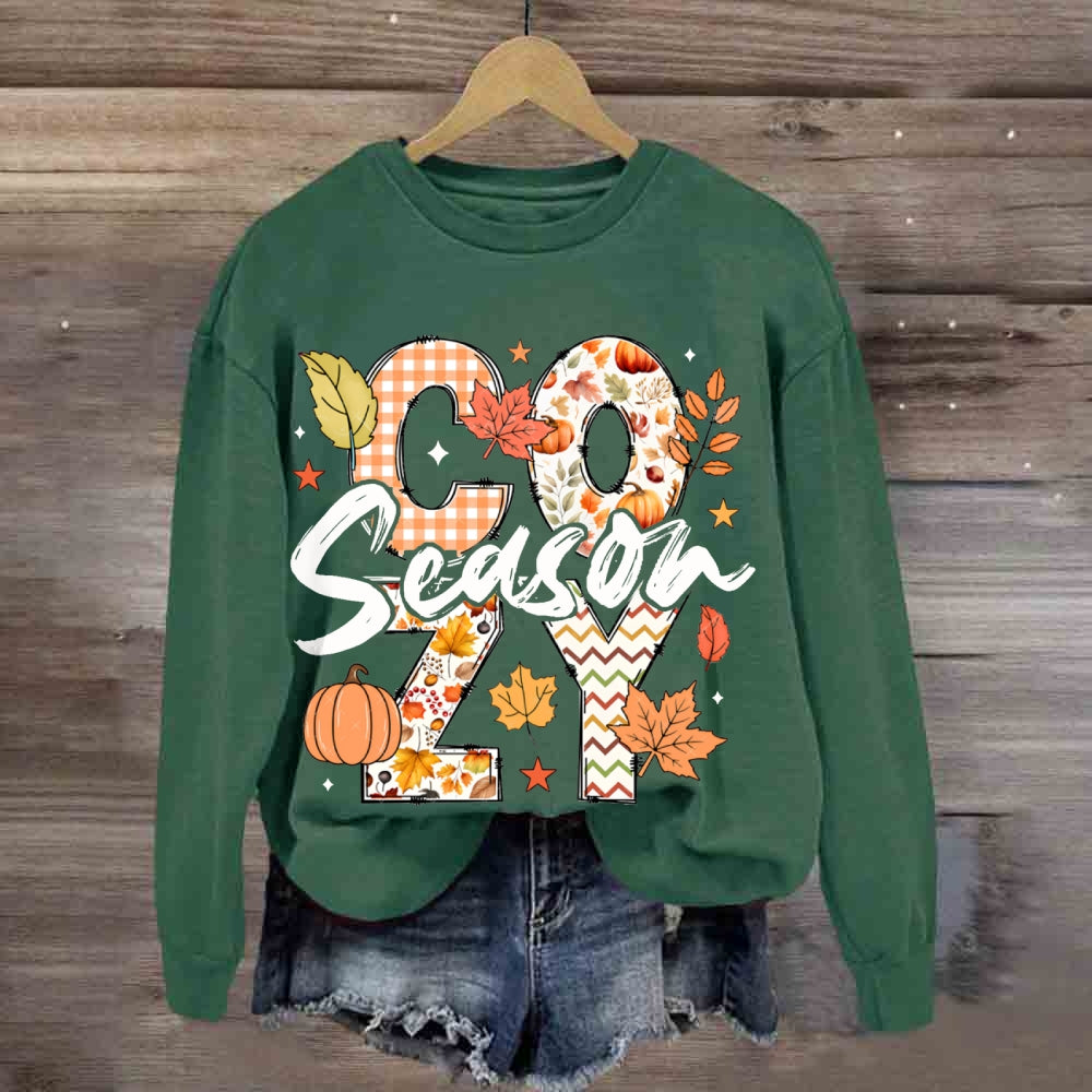 Cozy Season Pumpkins And Maple Leaves sweatshirt