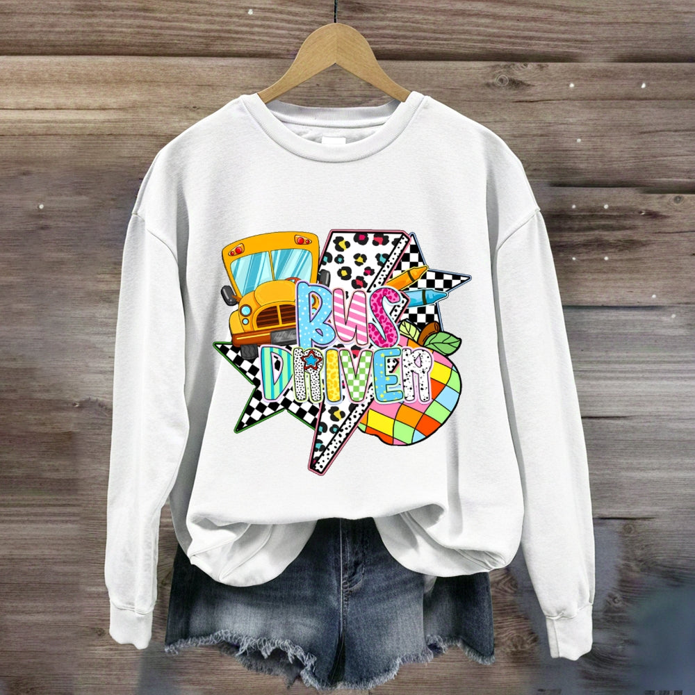 Bus Driver Lightning Leopard Print sweatshirt