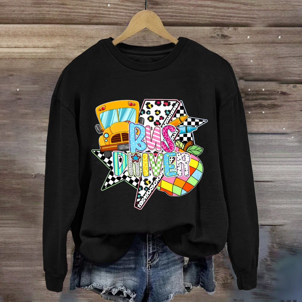Bus Driver Lightning Leopard Print sweatshirt
