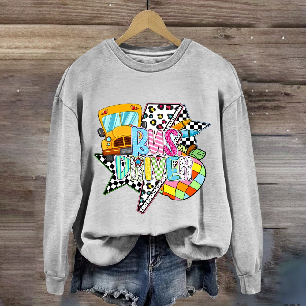 Bus Driver Lightning Leopard Print sweatshirt