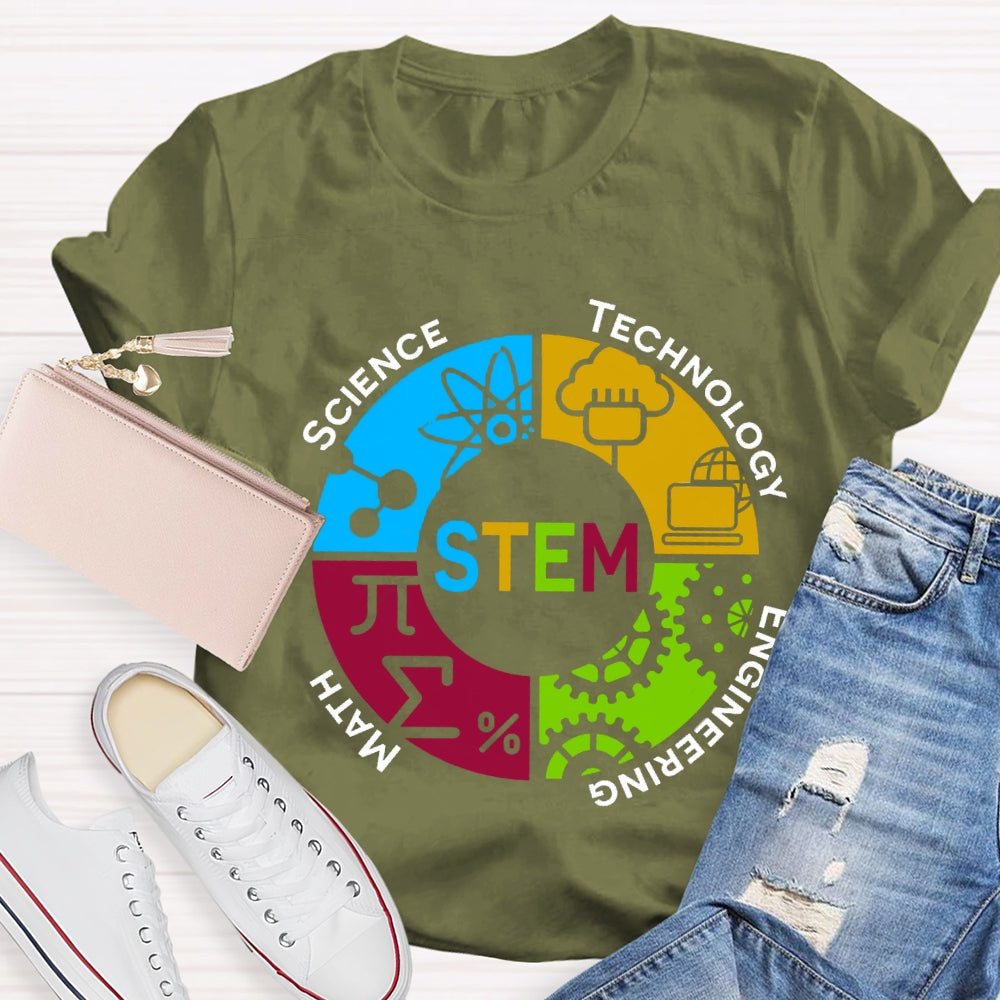 STEM Teacher Color Subject Components T-Shirt