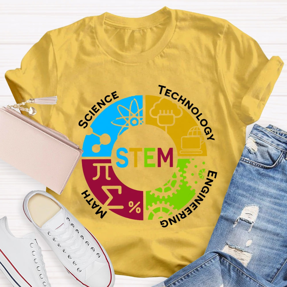 STEM Teacher Color Subject Components T-Shirt