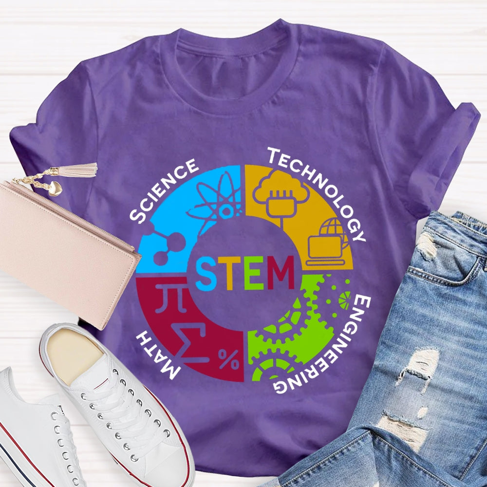 STEM Teacher Color Subject Components T-Shirt