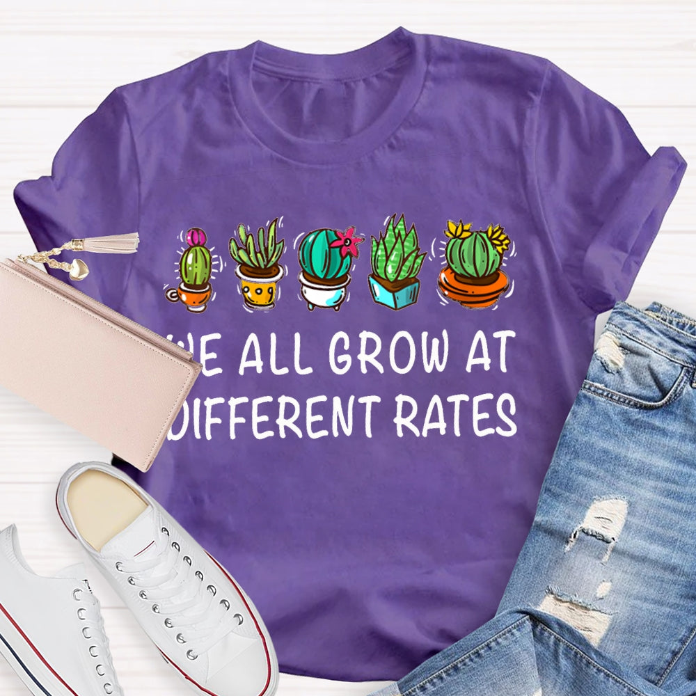 We All Grow At Different Rates Plants In Colorful Pots T-shirt