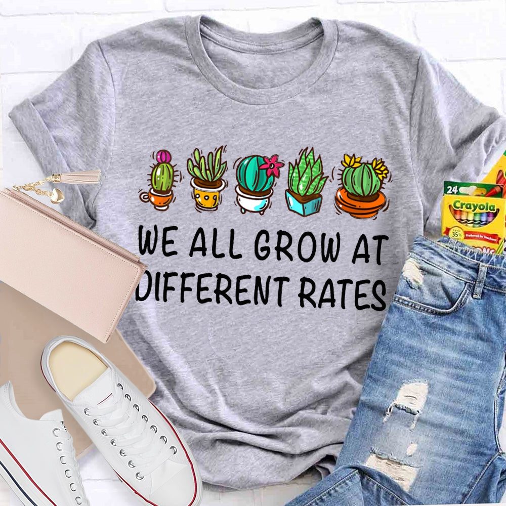 We All Grow At Different Rates Plants In Colorful Pots T-shirt