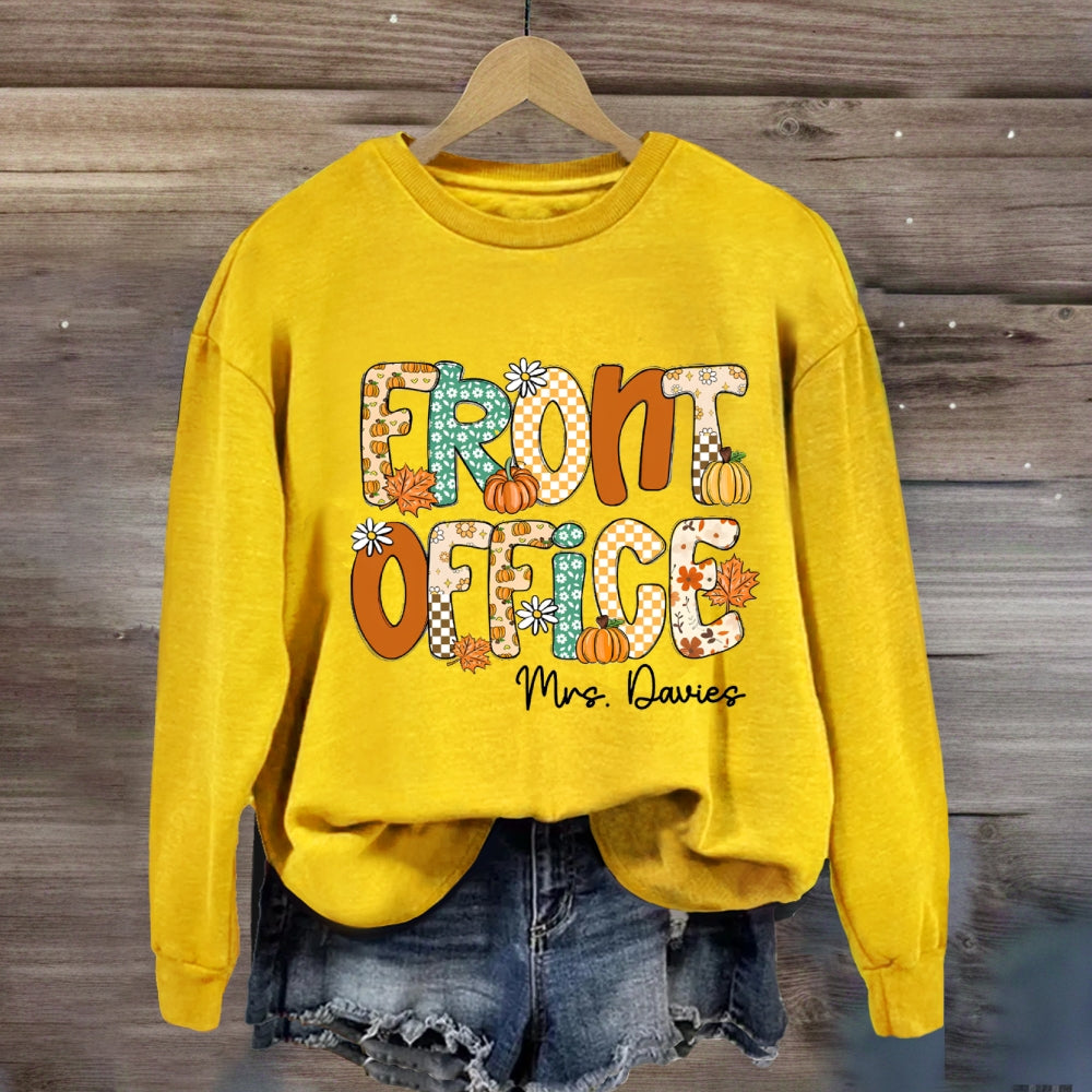 Personalized name Fall Season Front Office Sweatshirt
