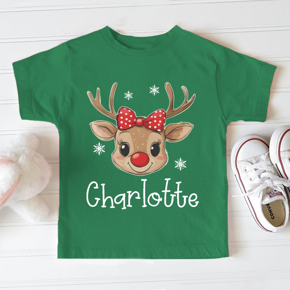 Personalized Name Christmas Deer Toddler T-shirts