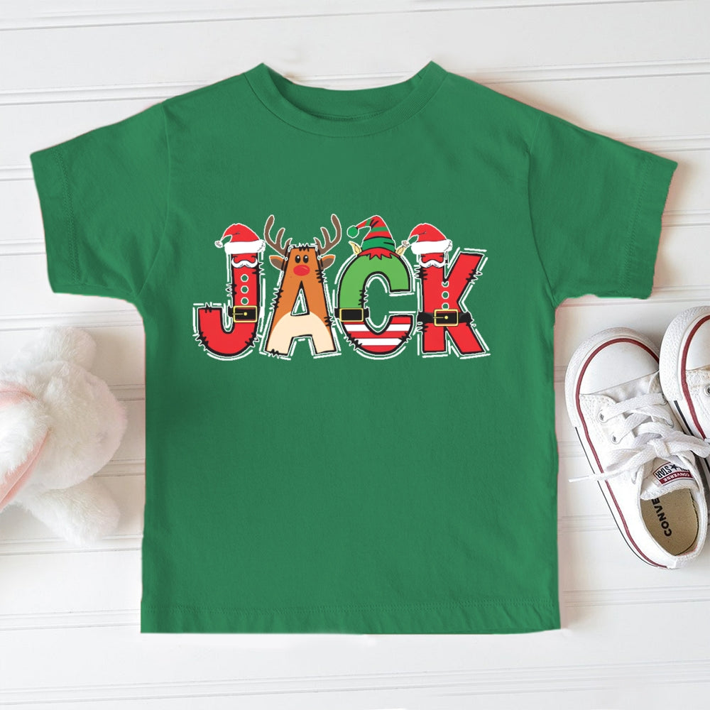 Personalized Name Christmas Element Letters Toddler T-shirts