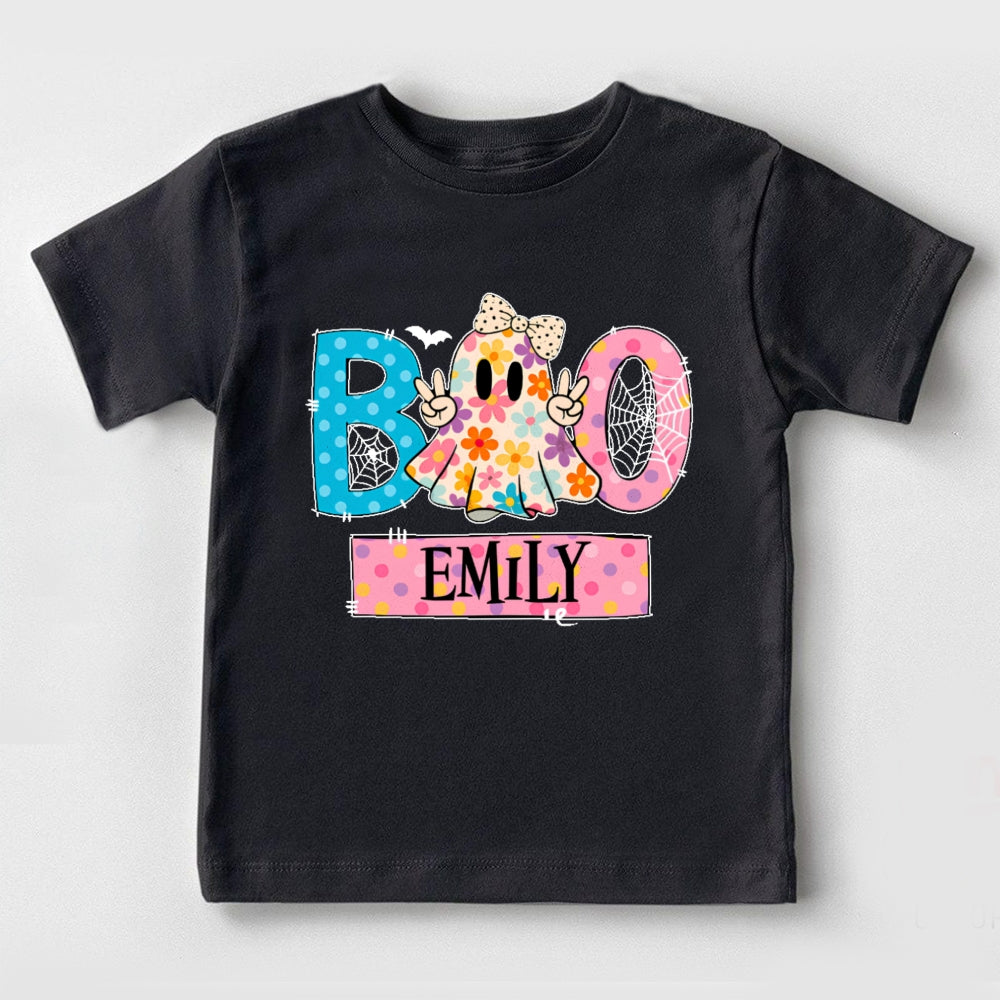 Personalized Name Boo Flower Ghost Toddler T-shirts