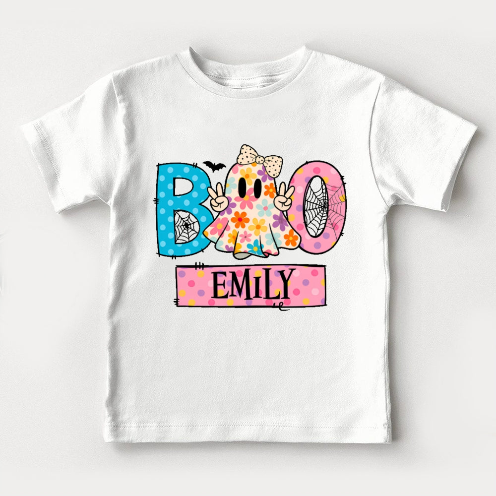 Personalized Name Boo Flower Ghost Toddler T-shirts