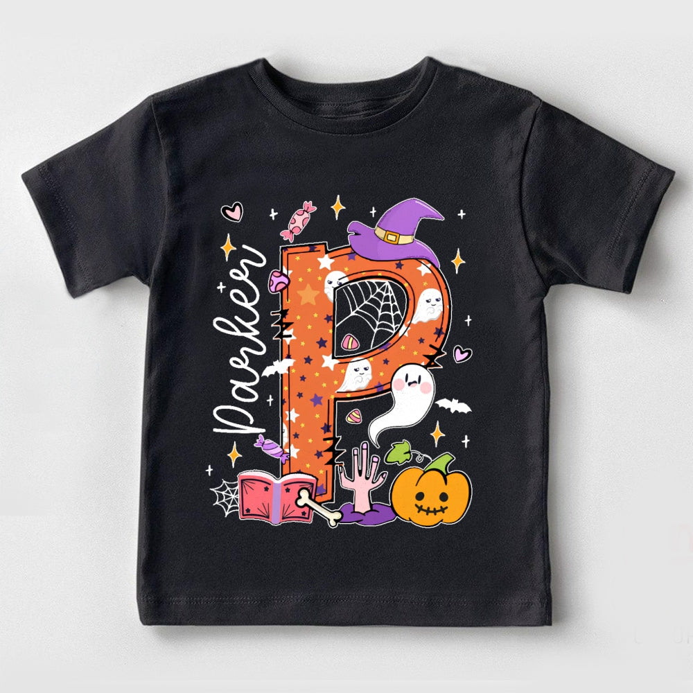 Personalized Name Ghost Pumpkin Halloween Toddler T-shirts