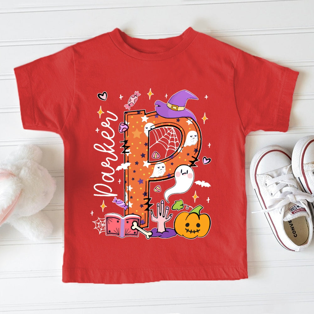 Personalized Name Ghost Pumpkin Halloween Toddler T-shirts