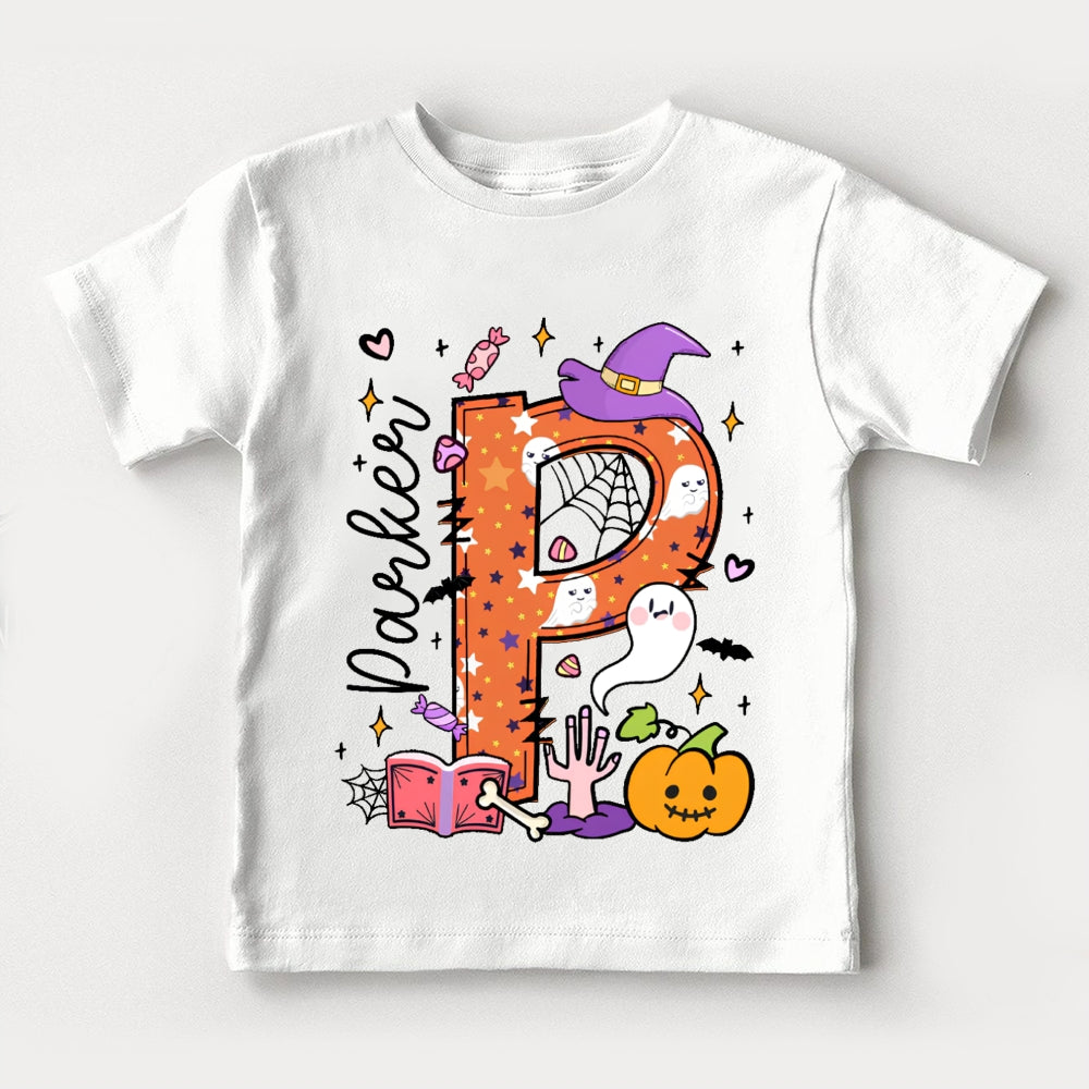 Personalized Name Ghost Pumpkin Halloween Toddler T-shirts