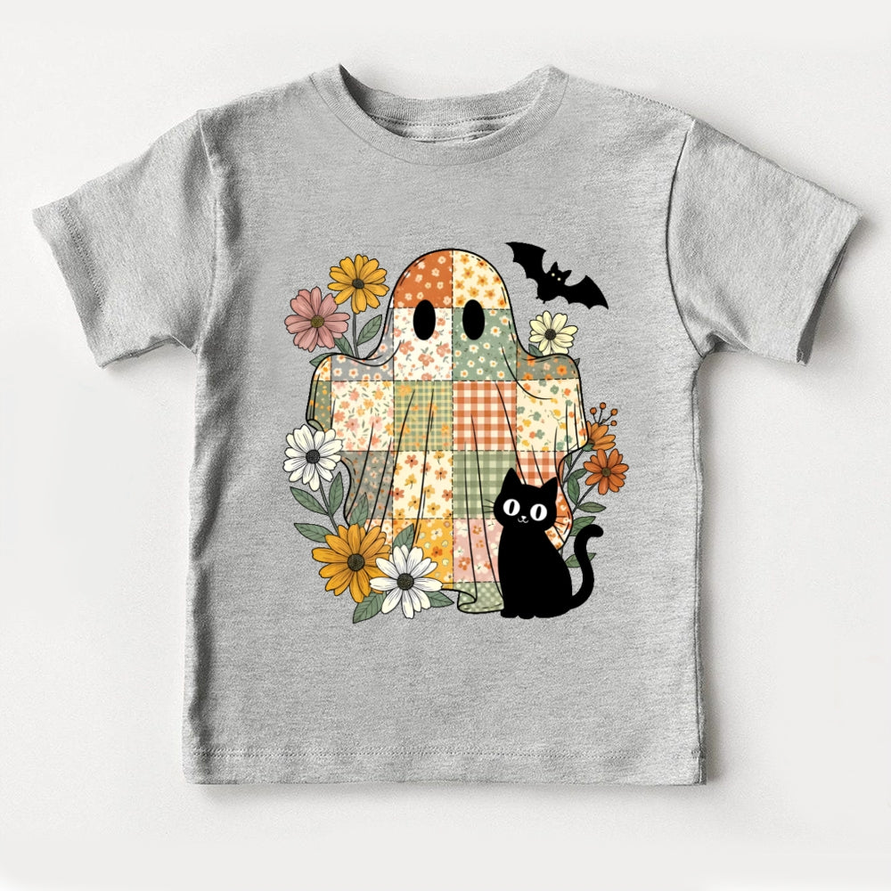 Flowers Ghost Cats Halloween Toddler T-shirts