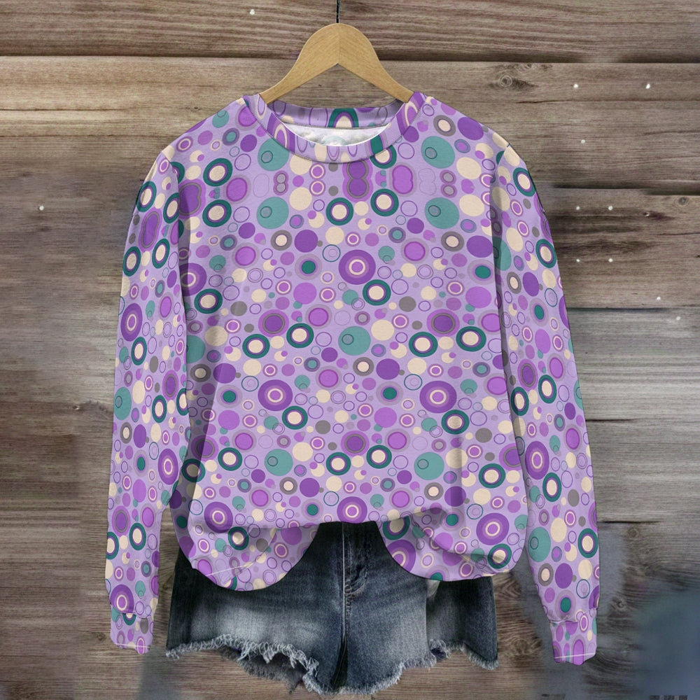 Purple Various Circle Shape Print Sweatshirt