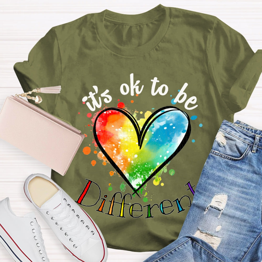 It'S Ok Be Different Colorful Tie-Dye Hearts T-shirt