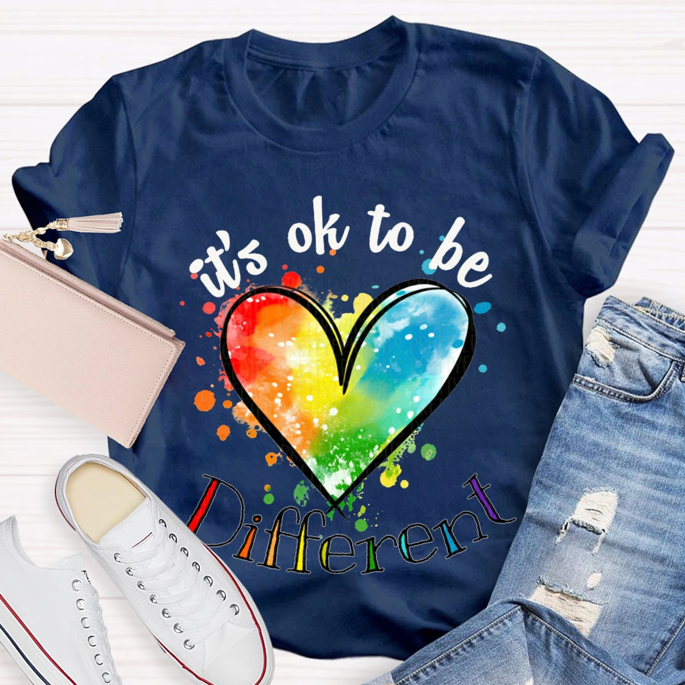 It'S Ok Be Different Colorful Tie-Dye Hearts T-shirt