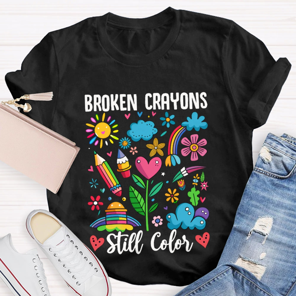 Broken Crayons Still Color Colorful Pattern Prints T-shirt