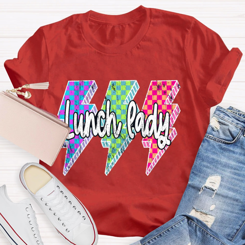 Lunch Lady Colored Checkered Lightning T-shirt