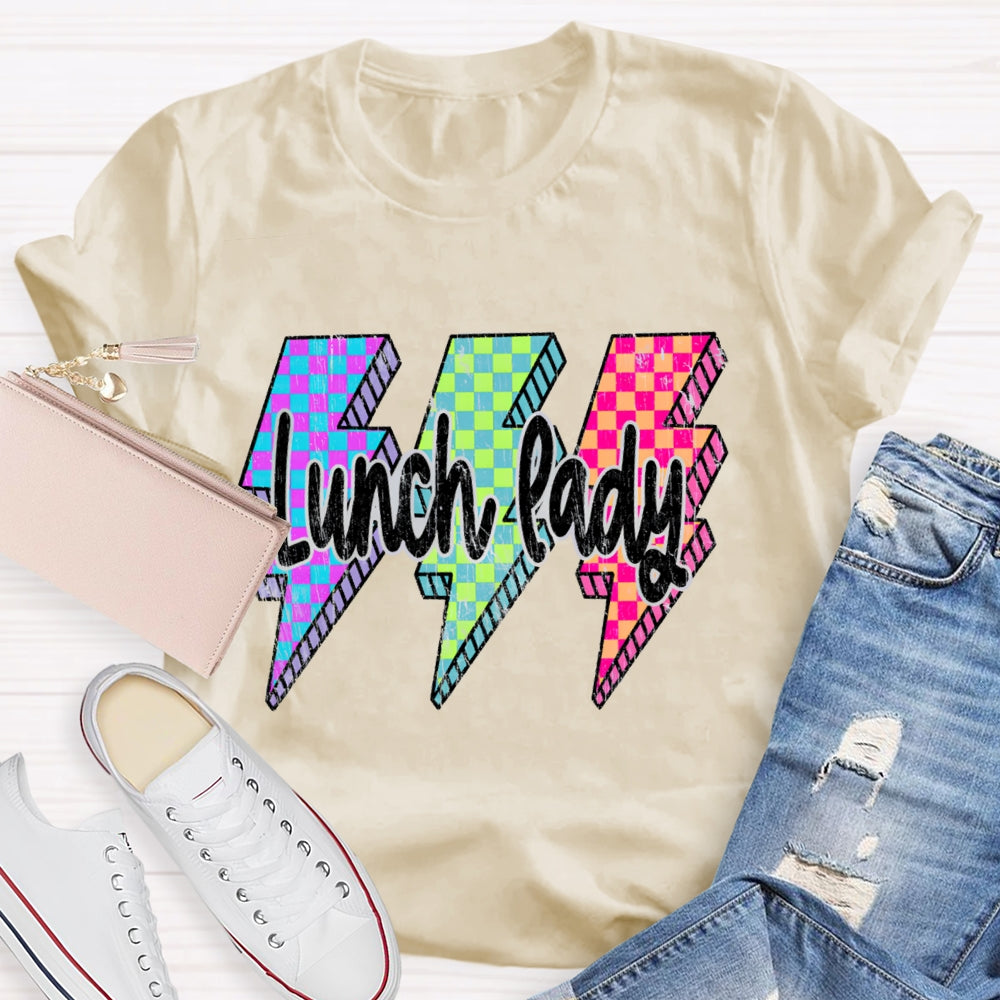 Lunch Lady Colored Checkered Lightning T-shirt