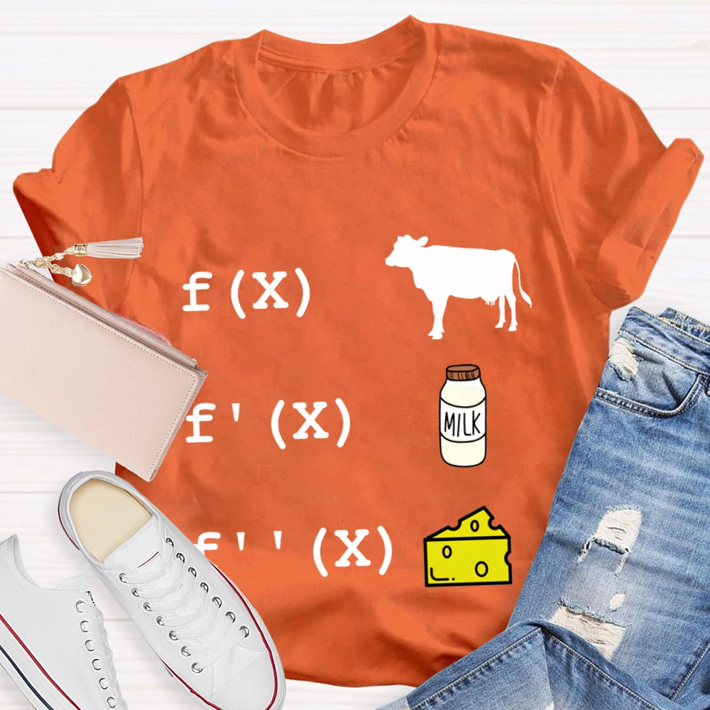 Cow Milk Cheese Formula Funny Math Teacher T-shirt