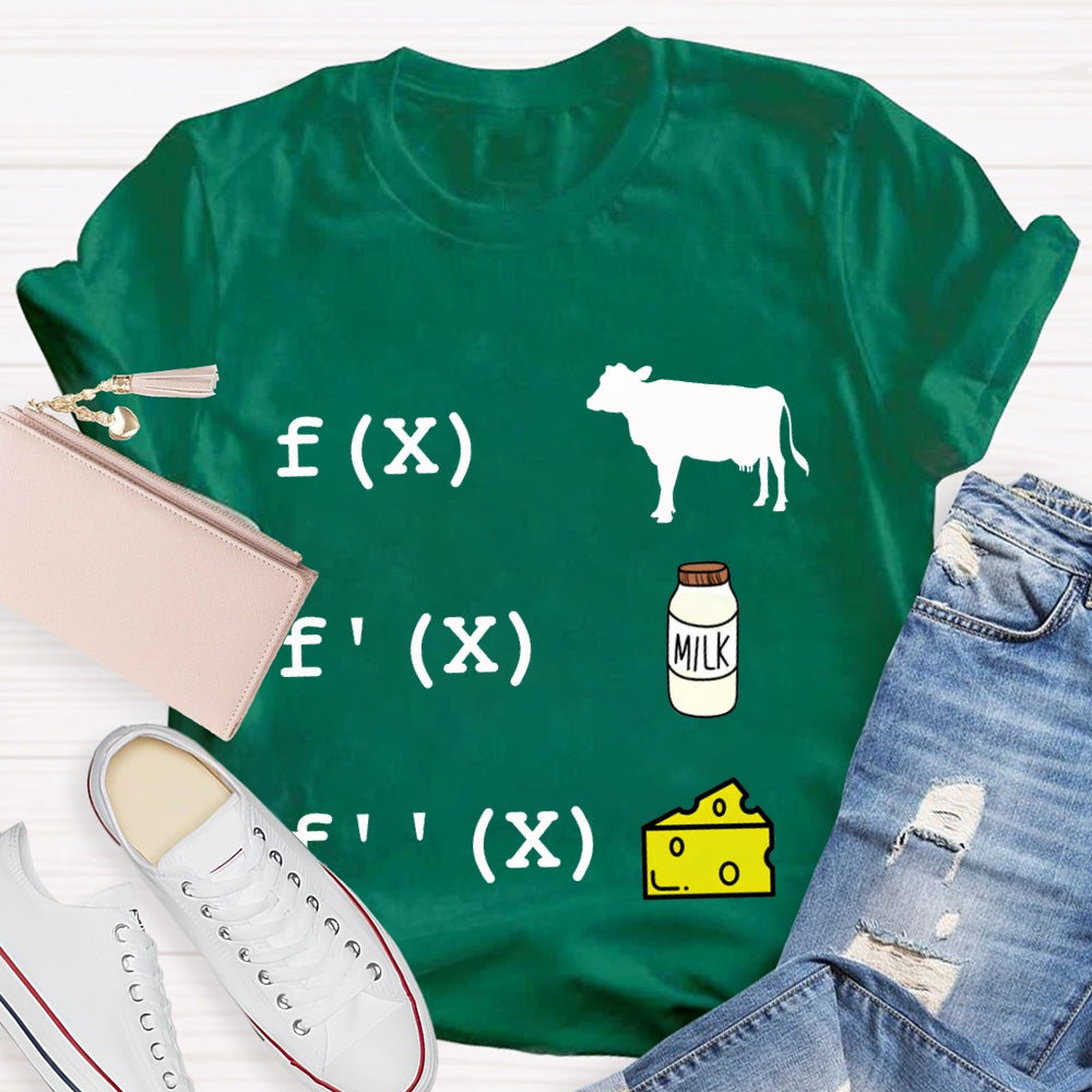 Cow Milk Cheese Formula Funny Math Teacher T-shirt