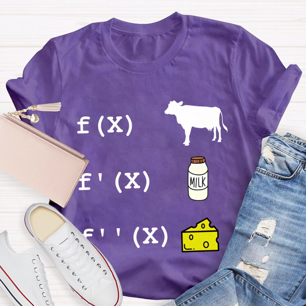 Cow Milk Cheese Formula Funny Math Teacher T-shirt