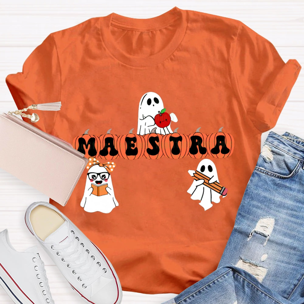 Maestra Bilingual Teacher Halloween T-shirt