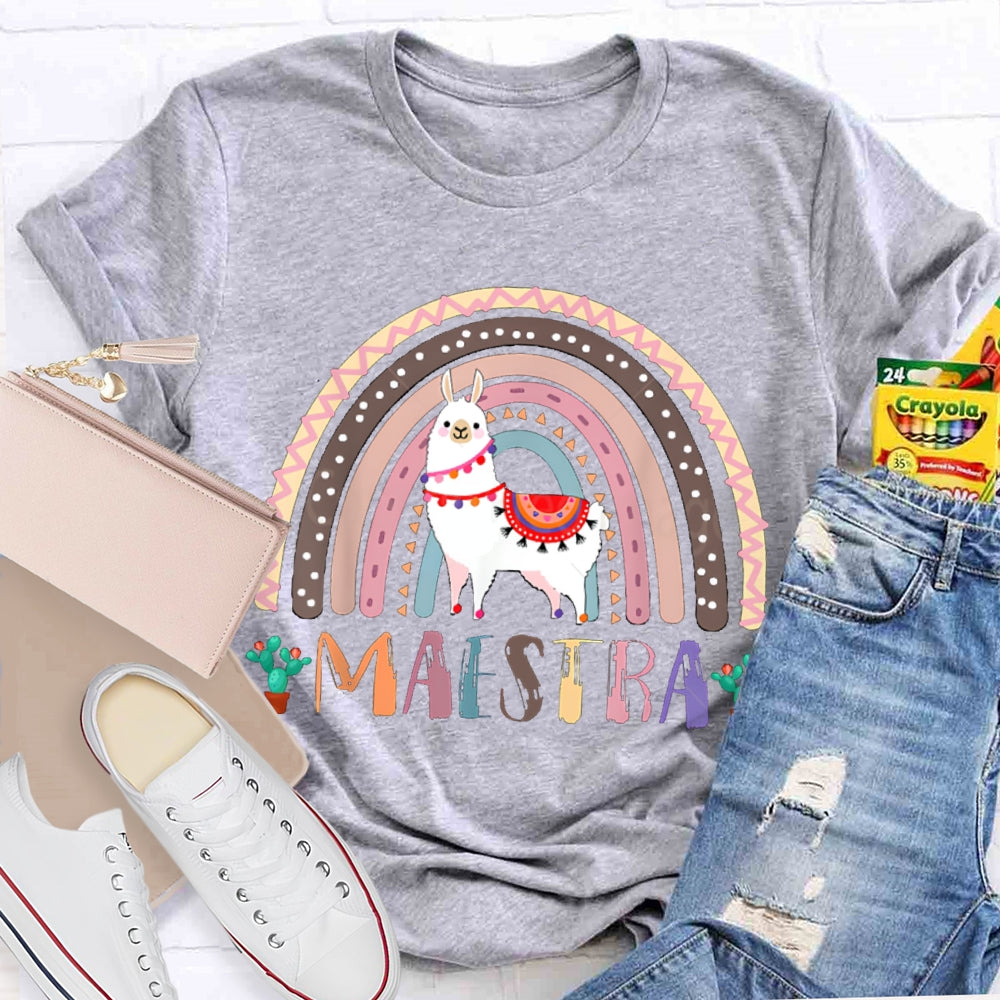 Maestra Colorful Pony Bilingual Teacher T-shirt