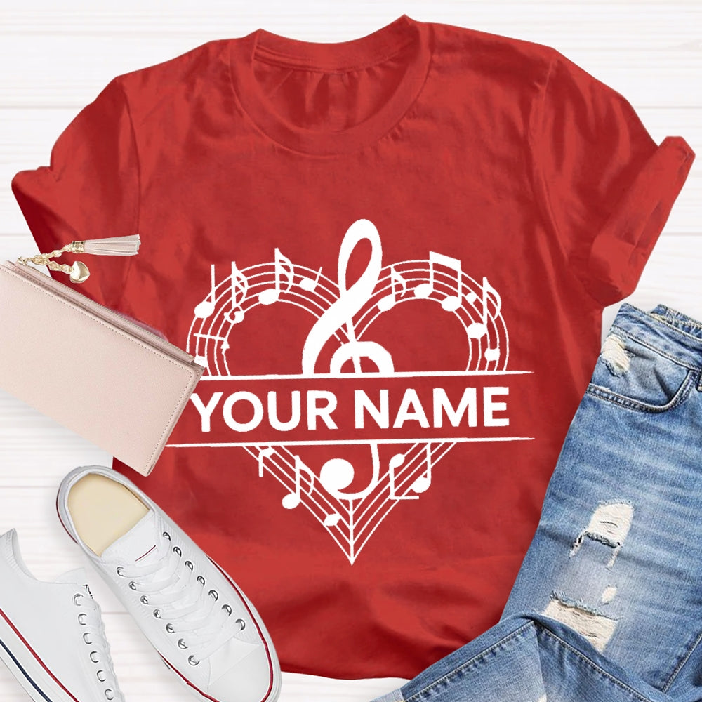 Personalized Name Love Music With Heart T-Shirt