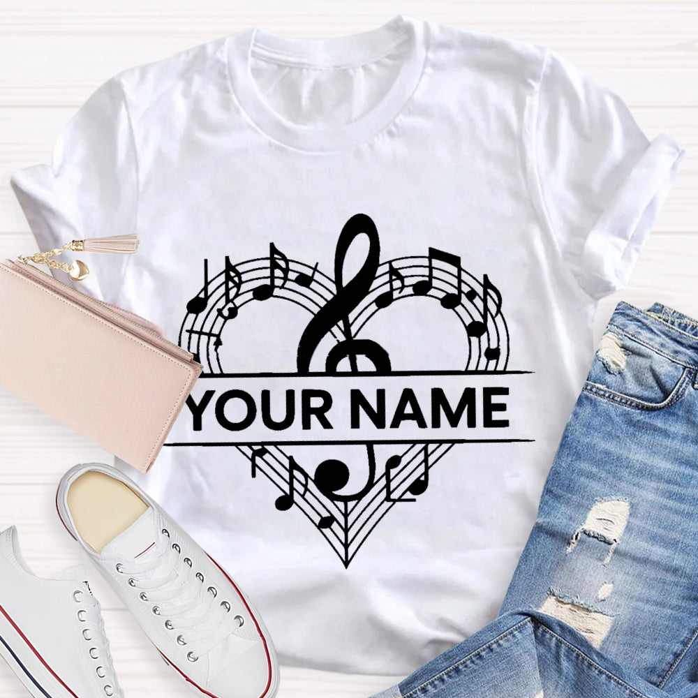 Personalized Name Love Music With Heart T-Shirt
