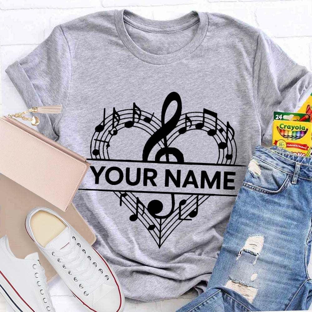 Personalized Name Love Music With Heart T-Shirt