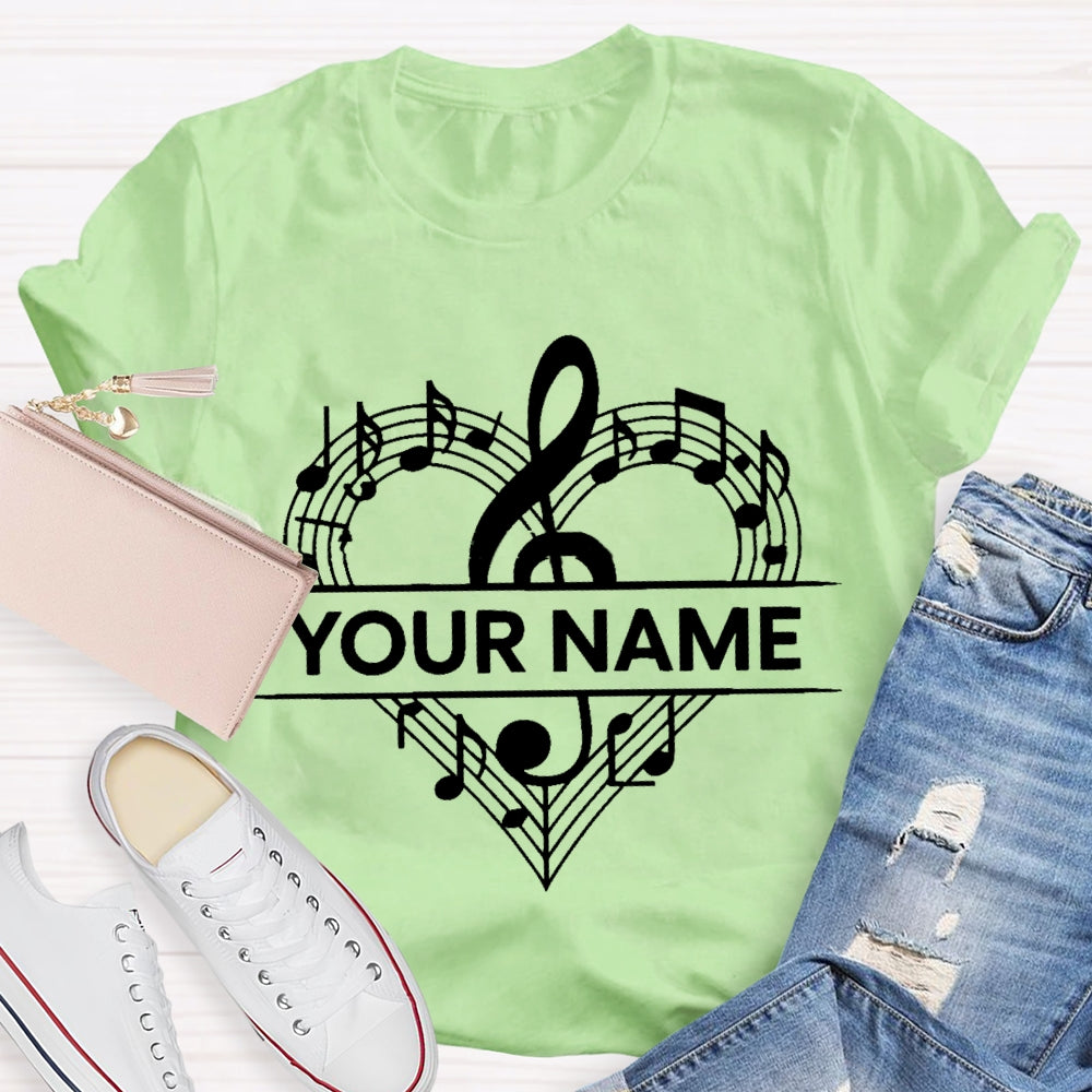 Personalized Name Love Music With Heart T-Shirt