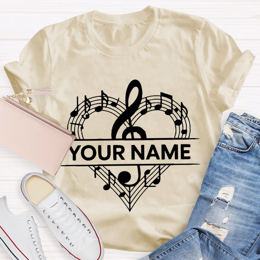 Personalized Name Love Music With Heart T-Shirt